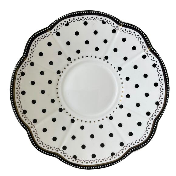 GRACE TEAWARE Black & White Striped Polka Dots Teacup and Saucer Set of 2 New - Picture 9 of 16